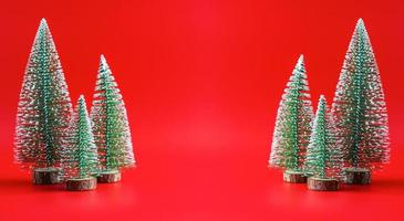 Christmas tree on red background new year  holiday celebration concept photo