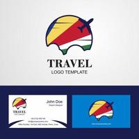 logotipo de la bandera de seychelles de viaje y diseño de tarjeta de visita vector