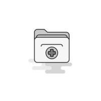 carpeta médica icono web línea plana llena vector icono gris