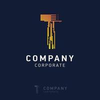 T company logo design with visiting card vector