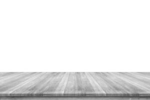 Empty white wooden table top isolated on white background photo