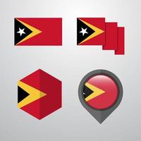 East Timor flag design set vector