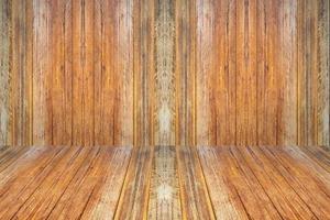 empty wooden planks wall perspective floor room interior background photo