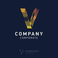 V company logo design with visiting card vector