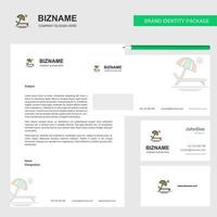 Beach Business Letterhead Envelope and visiting Card Design vector template