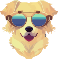 gráfico ilustrativo de golden retriever con gafas de sol aislado bueno para logotipo, icono, mascota, imprimir o personalizar su diseño png