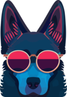 illustration graphic of colorful German shepherd wearing sunglasses isolated good for poster, mascot, print or customize your design png