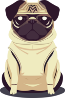 gráfico ilustrativo de pug con gafas de sol aislado bueno para logotipo, icono, mascota, imprimir o personalizar su diseño png