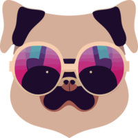 Illustrationsgrafik von Mops mit Sonnenbrille isoliert gut für Logo, Symbol, Maskottchen, Druck oder passen Sie Ihr Design an png