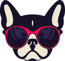 gráfico ilustrativo de bulldog francés con gafas de sol aislado bueno para logotipo, icono, mascota, imprimir o personalizar su diseño png