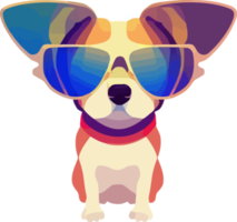 illustration graphique d'un chien beagle coloré portant des lunettes de soleil isolé bon pour l'icône, la mascotte, l'impression, l'élément de conception ou personnaliser votre conception png