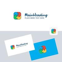 Puzzle game vector logotype with business card template Elegant corporate identity Vector