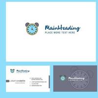 Alarm clock Logo design with Tagline Front and Back Busienss Card Template Vector Creative Design