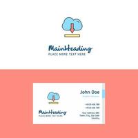 Flat Cloud downloading Logo and Visiting Card Template Busienss Concept Logo Design vector