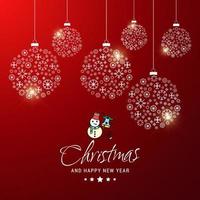 Merry Christmas card with red background and typography vector