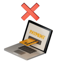 3d falha loja online de pagamento usando cartão de crédito png