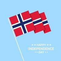 diseño tipográfico del día de la independencia de noruega con vector de bandera