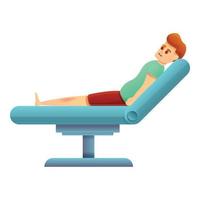 Patient on hospital bed icon, cartoon style vector