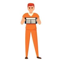 Sad prison clapper icon, cartoon style vector