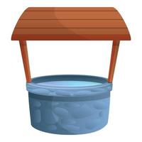 Clear water well icon, cartoon style vector