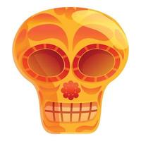 icono de calavera mexicana antigua, estilo de dibujos animados vector