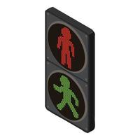 Pedestrian traffic lights icon, isometric style vector