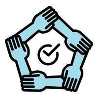 Teamwork hands icon, outline style vector