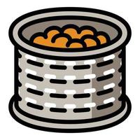 Peanut tin can icon, outline style vector