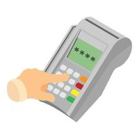 icono de terminal pos de botón, estilo isométrico vector