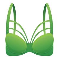 Green bra icon, cartoon style vector