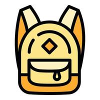 Camp backpack icon, outline style vector