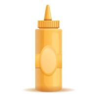 Mustard plastic bottle icon, cartoon style vector