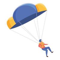 Extreme parachuter icon, cartoon style vector