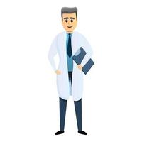 Senior man doctor icon, cartoon style vector