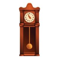 Ancient pendulum clock icon, cartoon style vector