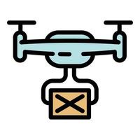 Parcel delivery drone icon, outline style vector