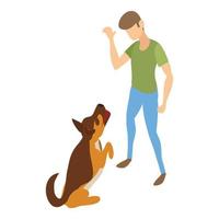 icono de entrenamiento de animales de perro, estilo isométrico vector