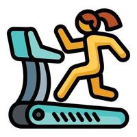 Girl treadmill icon, outline style vector