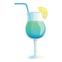 Lemon blue cocktail icon, cartoon style vector