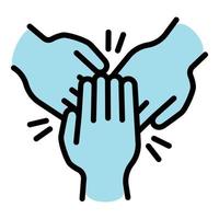 Cohesion teamwork hands icon, outline style vector