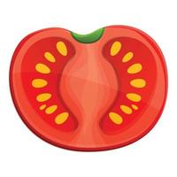 Half fresh tomato icon, cartoon style vector