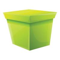 Green gift box icon, cartoon style vector