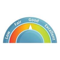 Good credit score icon, cartoon style vector