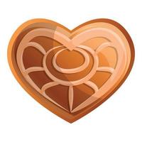 Heart gingerbread icon, cartoon style vector