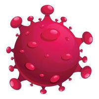 icono de coronavirus rojo, estilo de dibujos animados vector