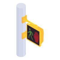 Pedestrian pillar traffic lights icon, isometric style vector