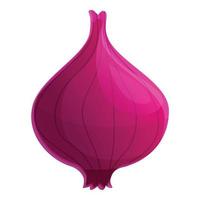 icono de cebolla cruda violeta, estilo de dibujos animados vector