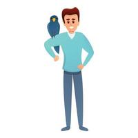 Exotic bird at veterinarian icon, cartoon style vector