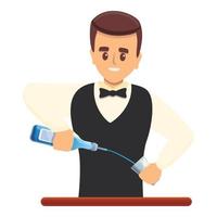 Young bartender icon, cartoon style vector