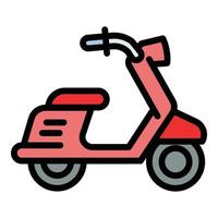 icono de scooter de pizza, estilo de esquema vector